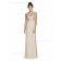 Fitted Girls V-neck Champagne Column / Sheath Lace Lace / Satin floor-length Bridesmaid Dress